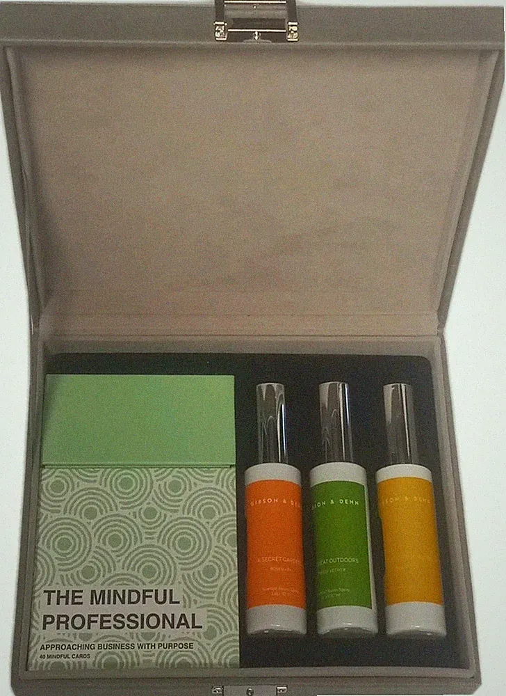 Gibson & Dehn Gift set 3 Fragrance Room Spray New Mindful Professional Cards LB