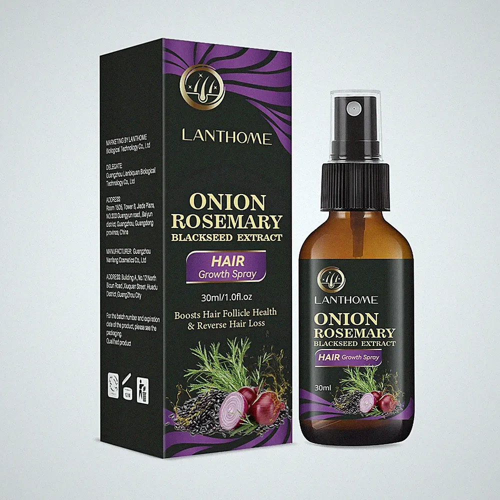 Hair Growth Spray, Organic Onion Oil with Rosemary Scent, Enriched with Black Se