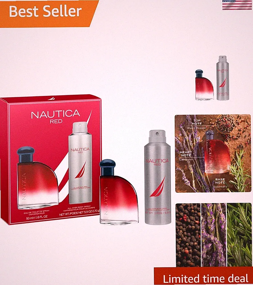 Limited Edition Red Men's EDT Gift Set with Black Pepper & Lavender Notes