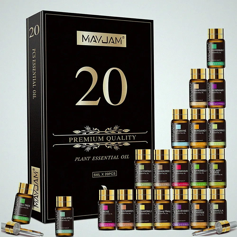 MAYJAM 20Pcs Pure Essential Oil Set Aromatherapy Gift Diffuser Fragrance Oil 5ml