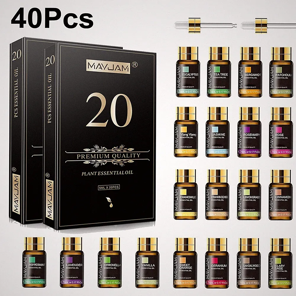 MAYJAM 40Pcs Essential Oil Set Aromatherapy Gift Kit 100% Pure Oils for Diffuser