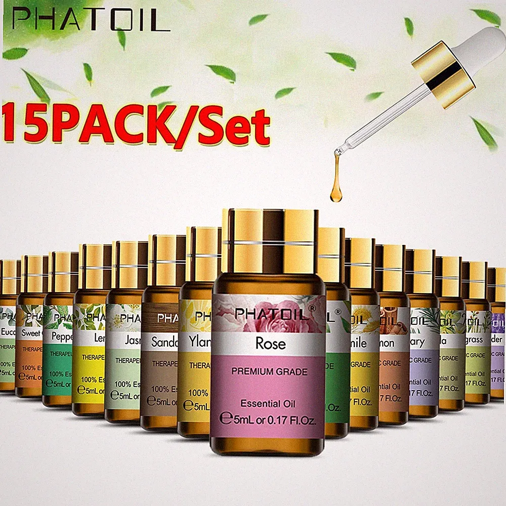 Pure Essential Oil Gift Set 15x 5ml Aromatherapy Oils for Diffusers,Massage,Skin